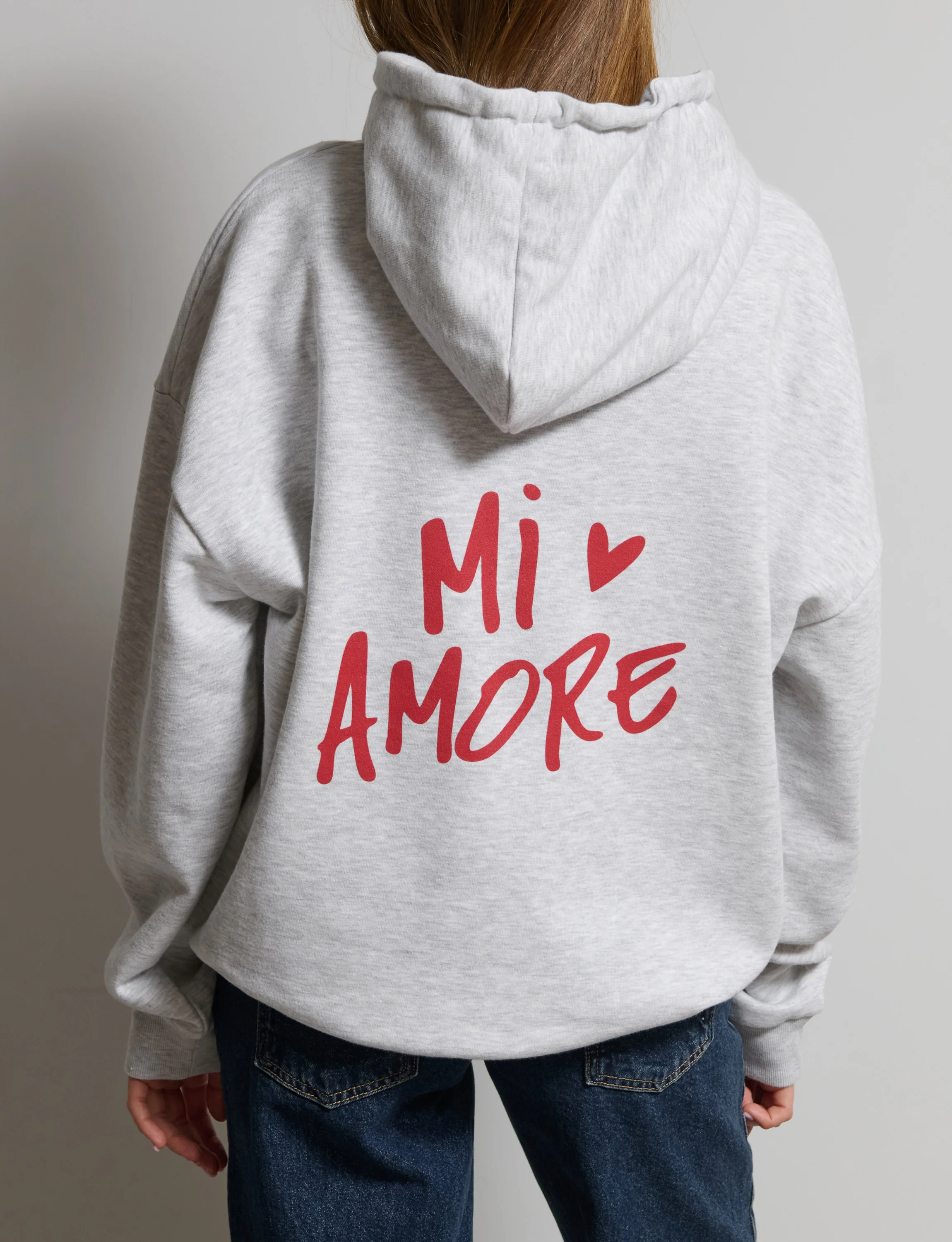 Felpa oversize unisex MI AMORE grigia - Image 4