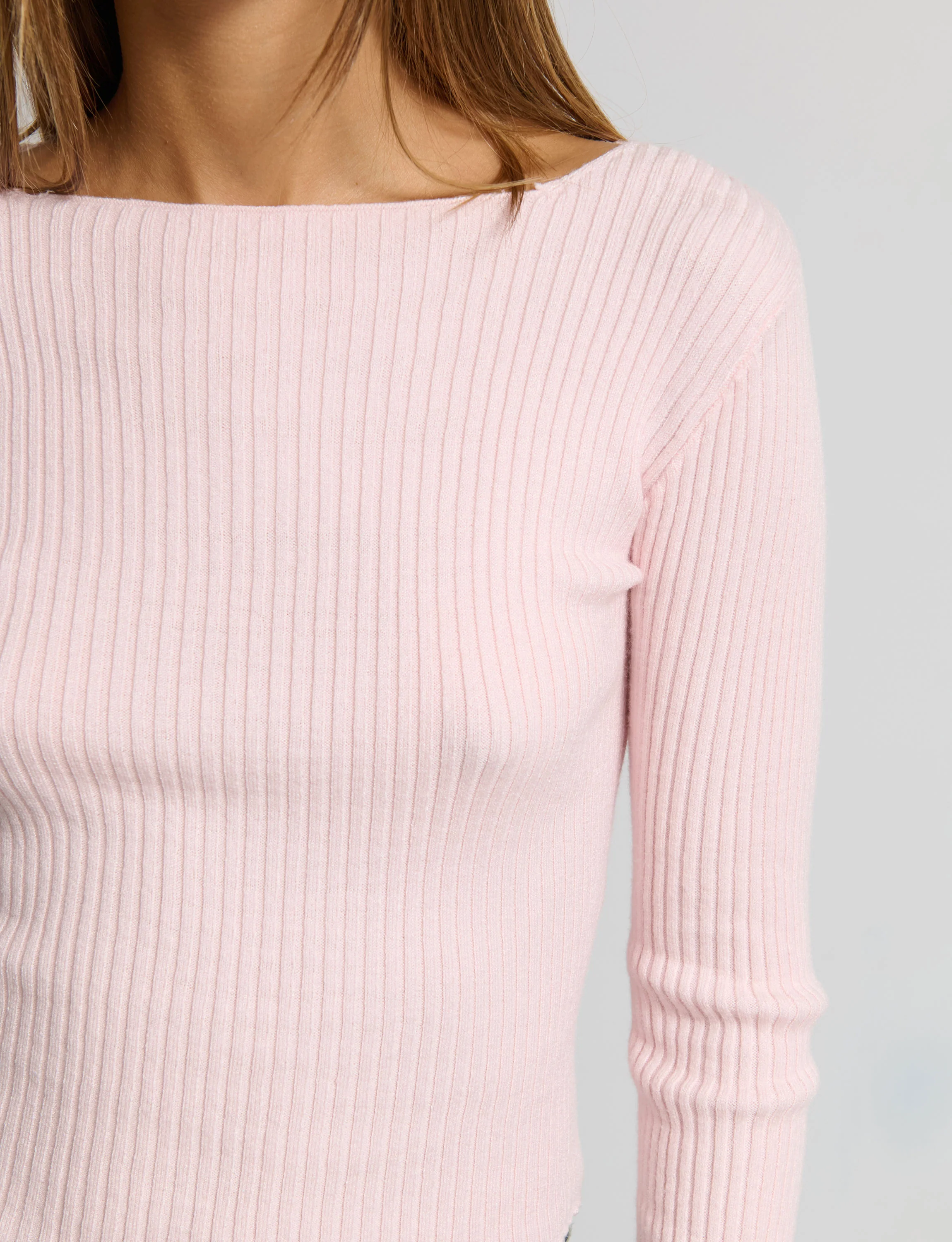 Maglia manica lunga a costine rosa - Image 2