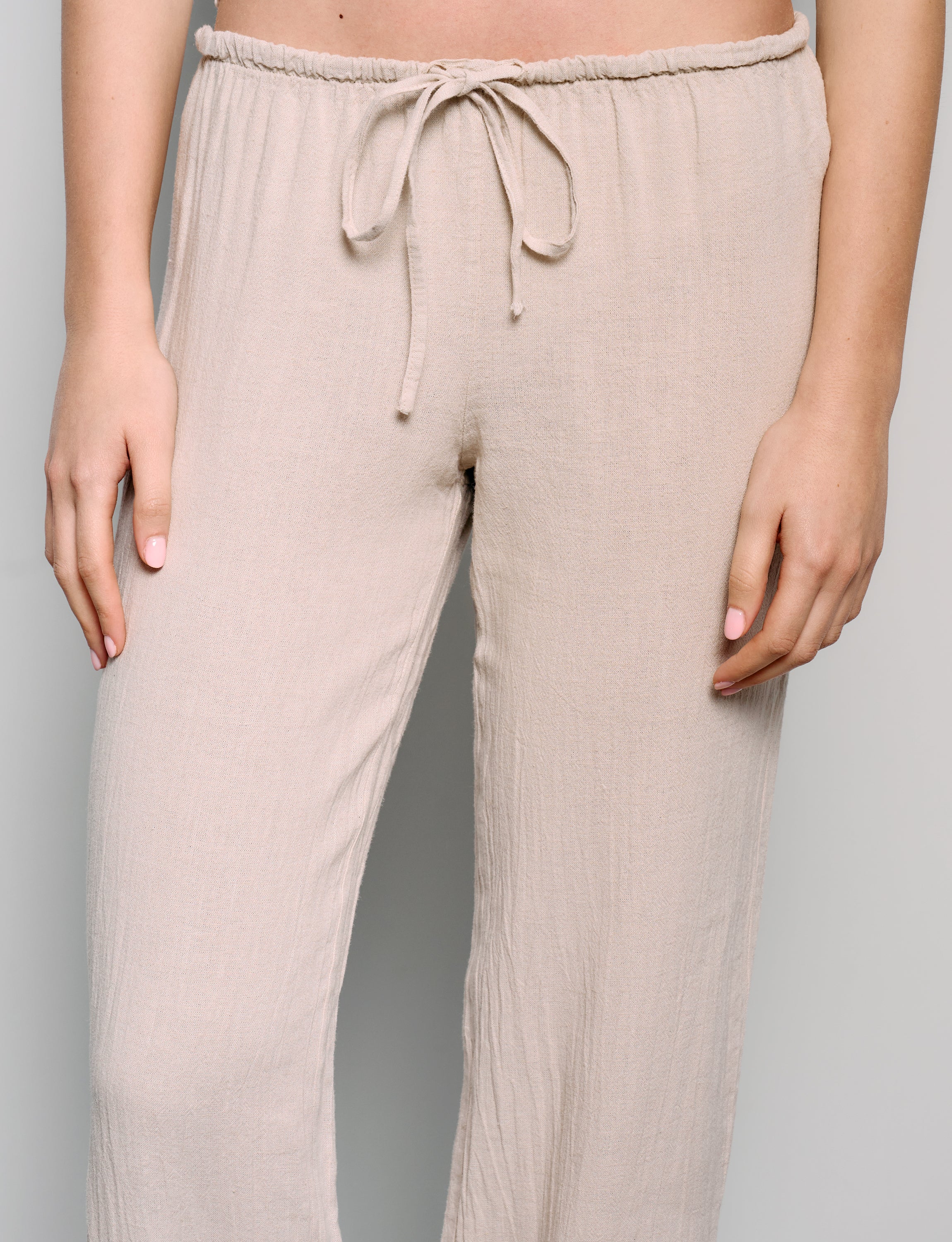 Pantalone in lino beige - Image 2