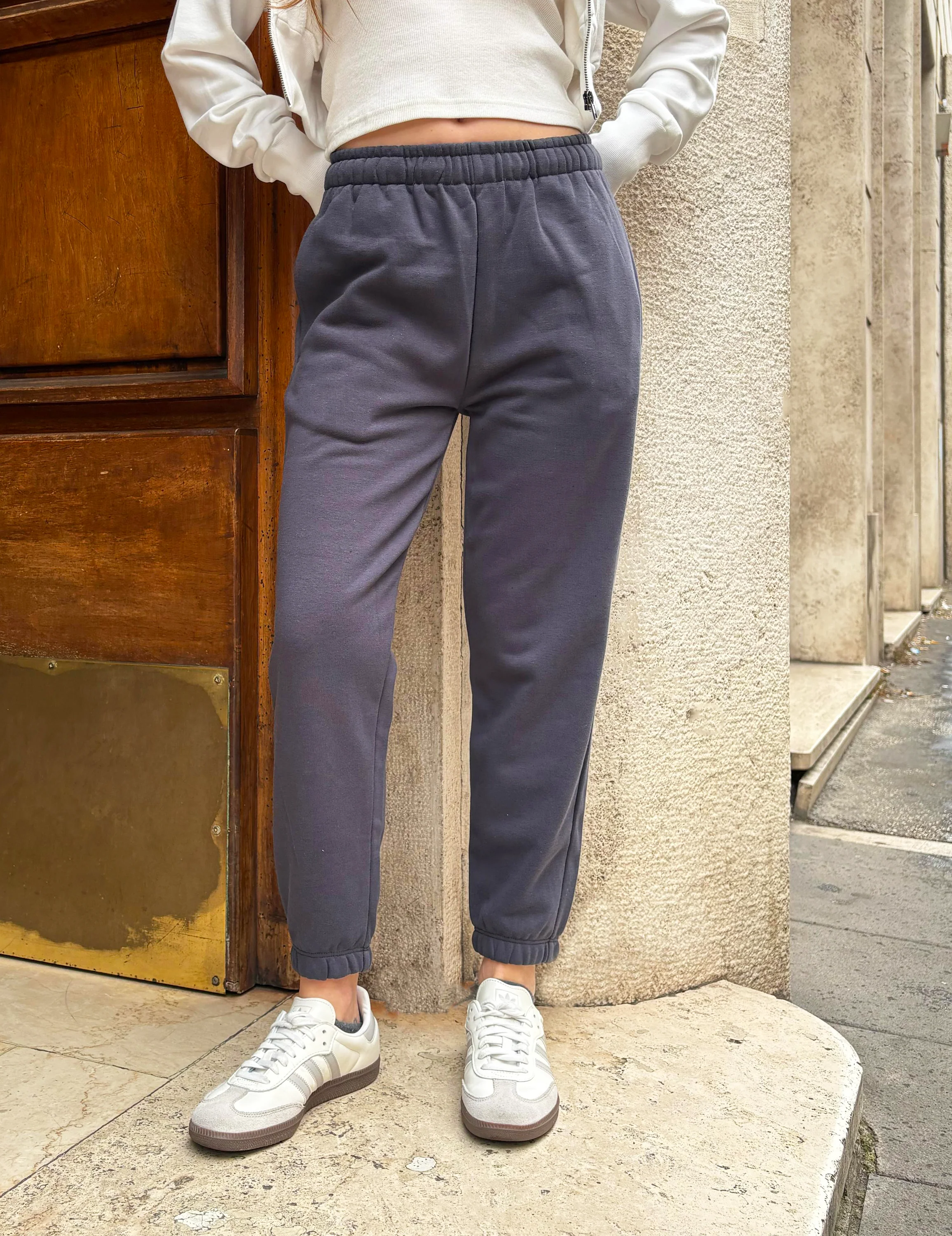 Pantalone blu notte in felpa