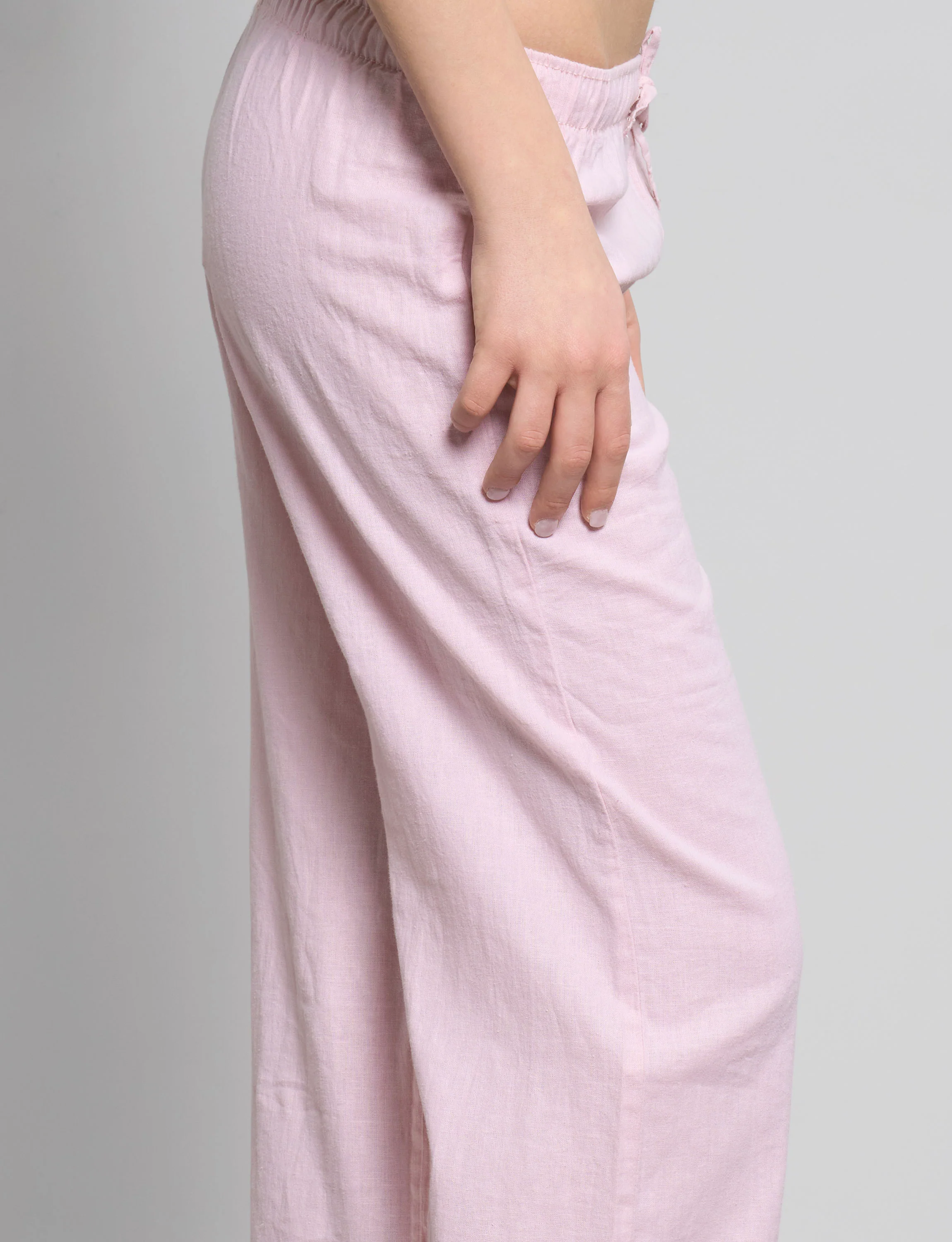 Pantalone in lino rosa a gamba ampia - Image 3