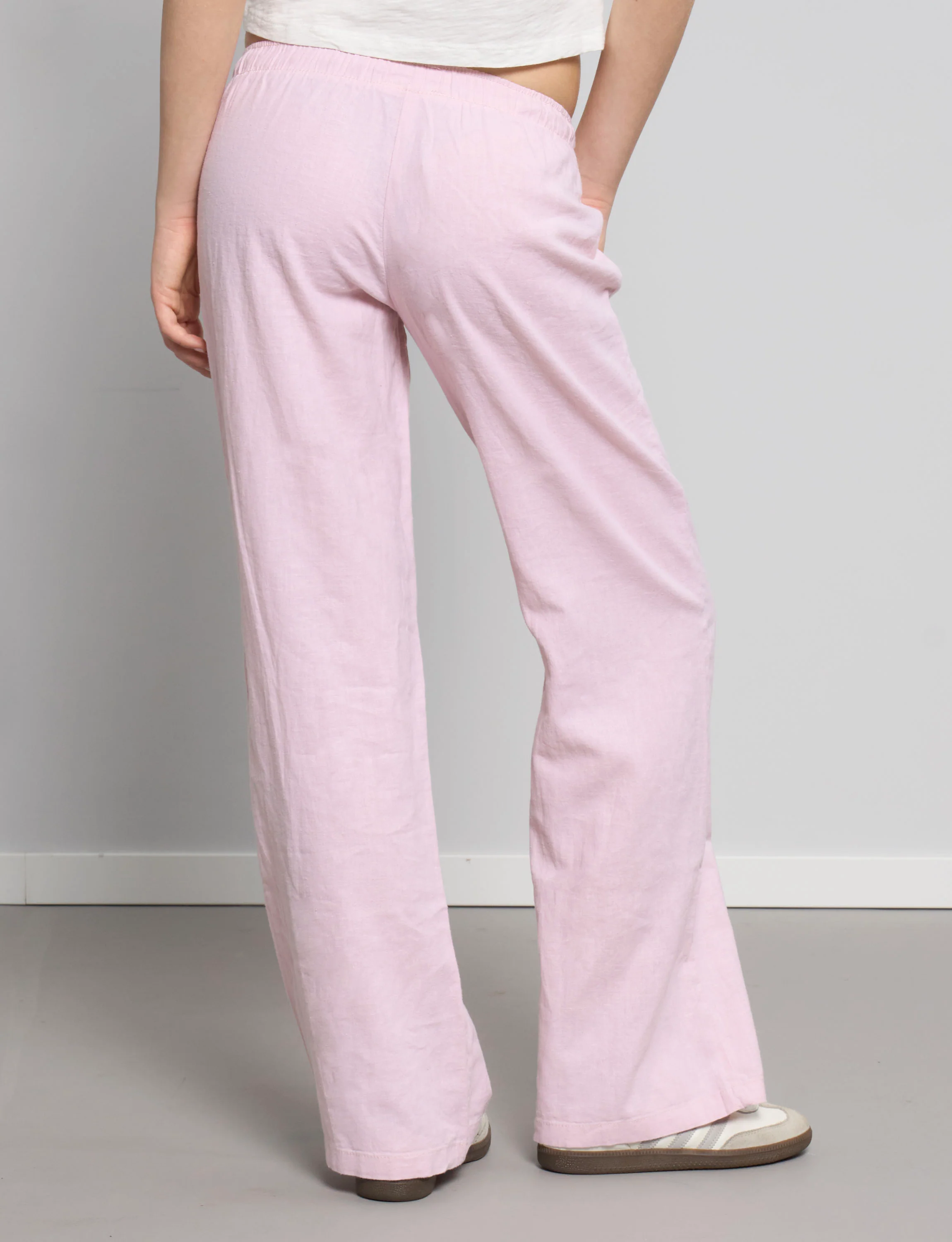 Pantalone in lino rosa a gamba ampia - Image 4