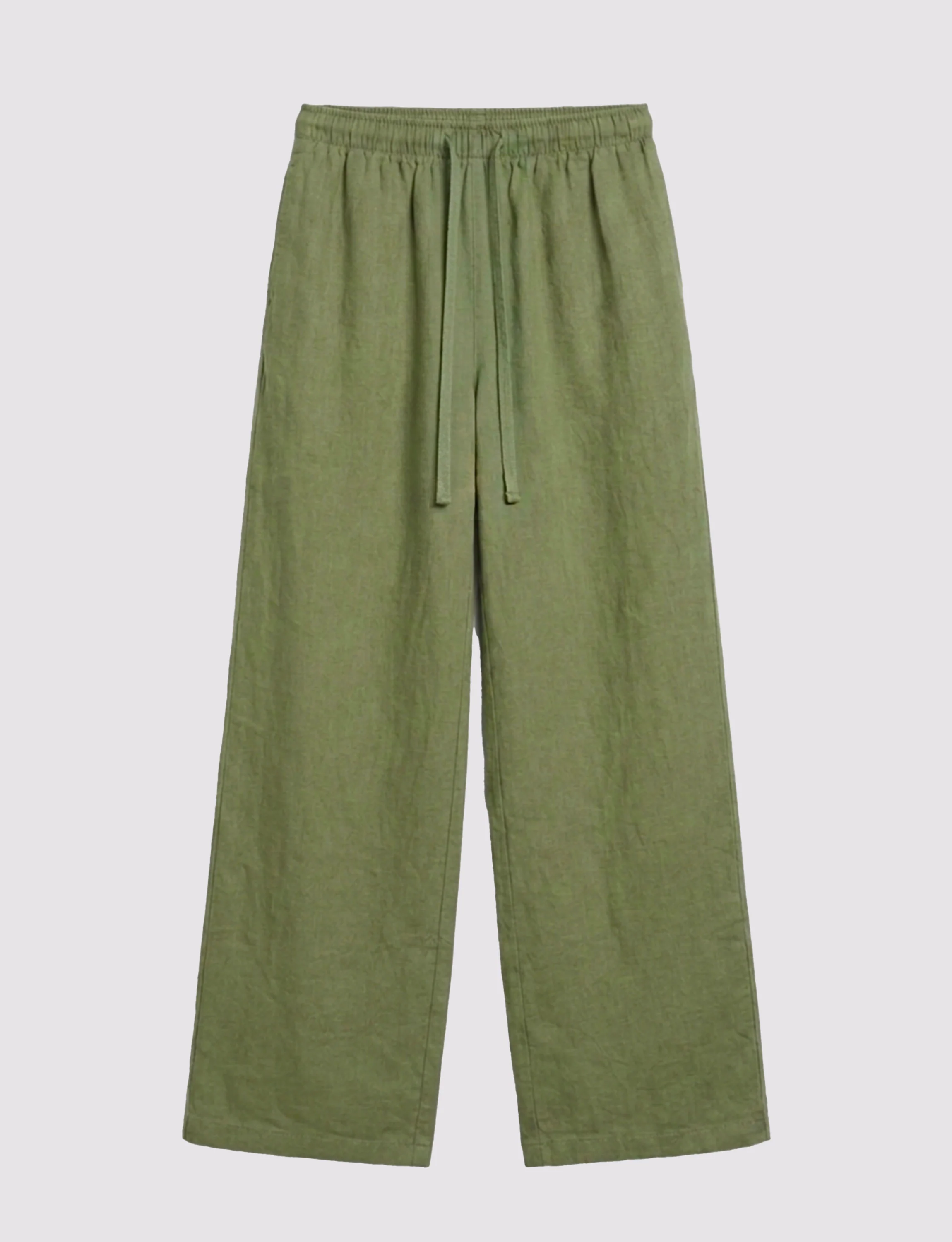 Pantalone in lino verde salvia a gamba ampia