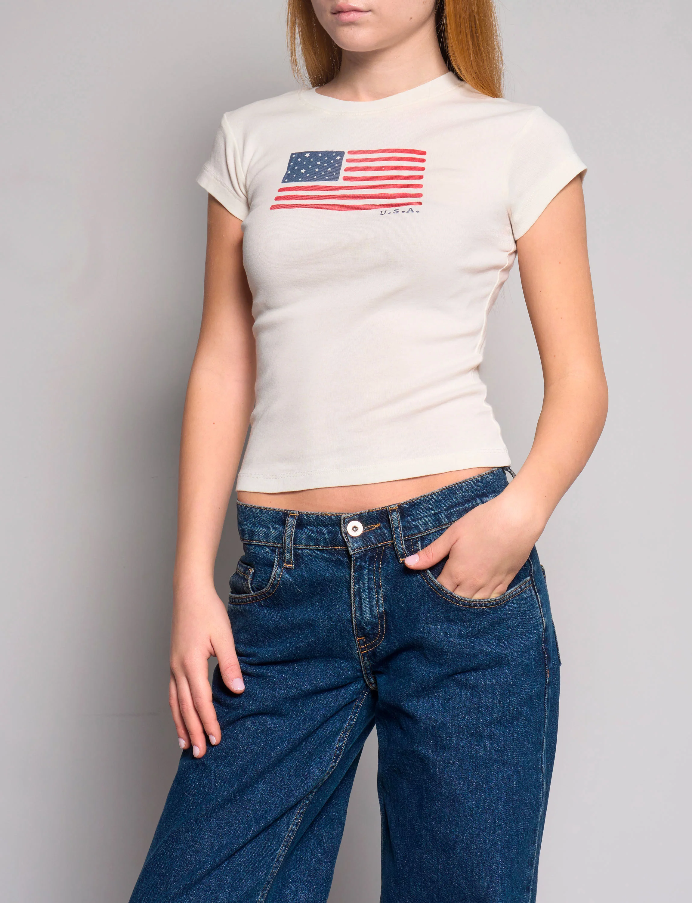 T-shirt bianca con bandiera USA - Image 6