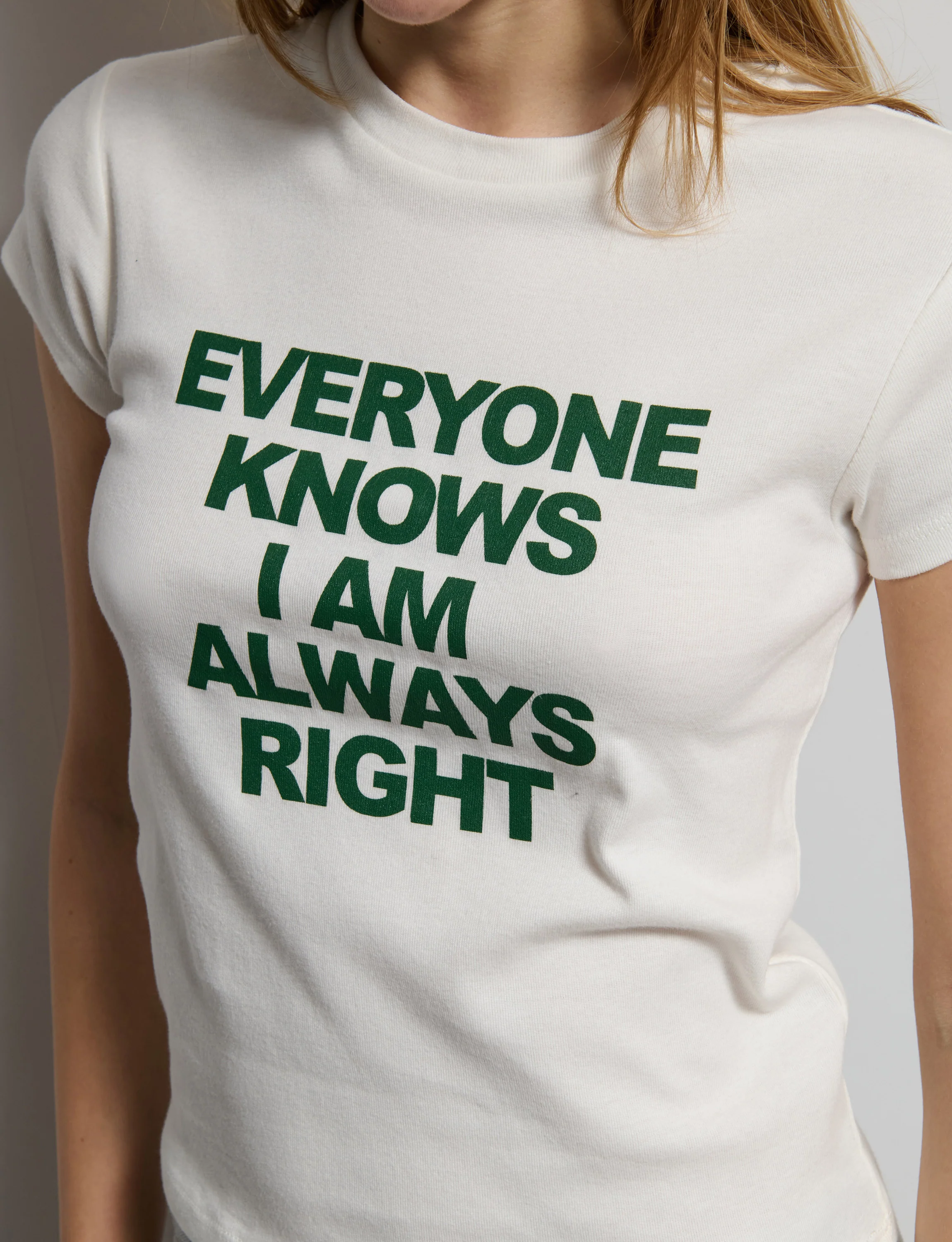 T-shirt panna con scritta "Everyone knows I am always right" - Image 3