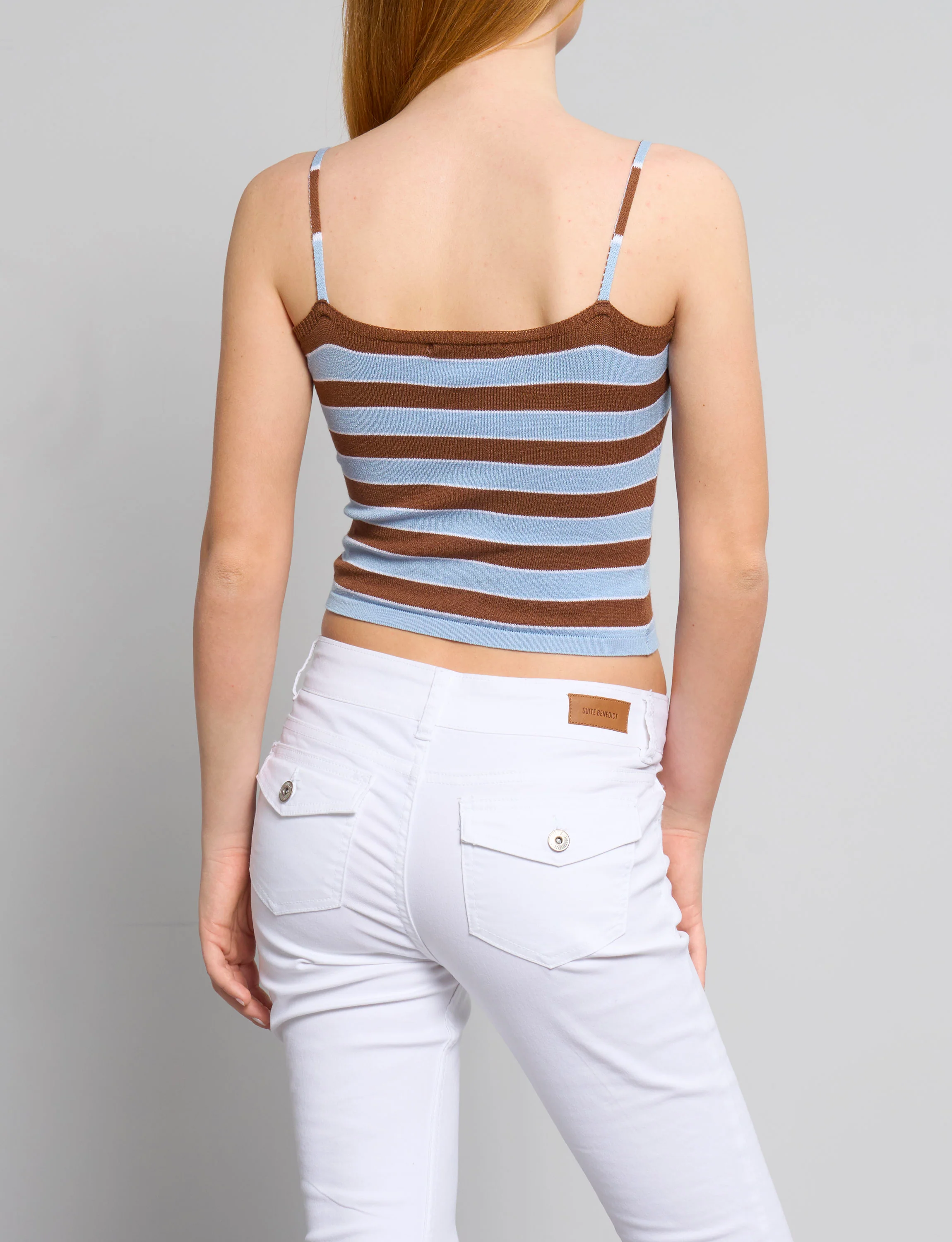 Top a righe in maglia con bretelline sottili - Image 4