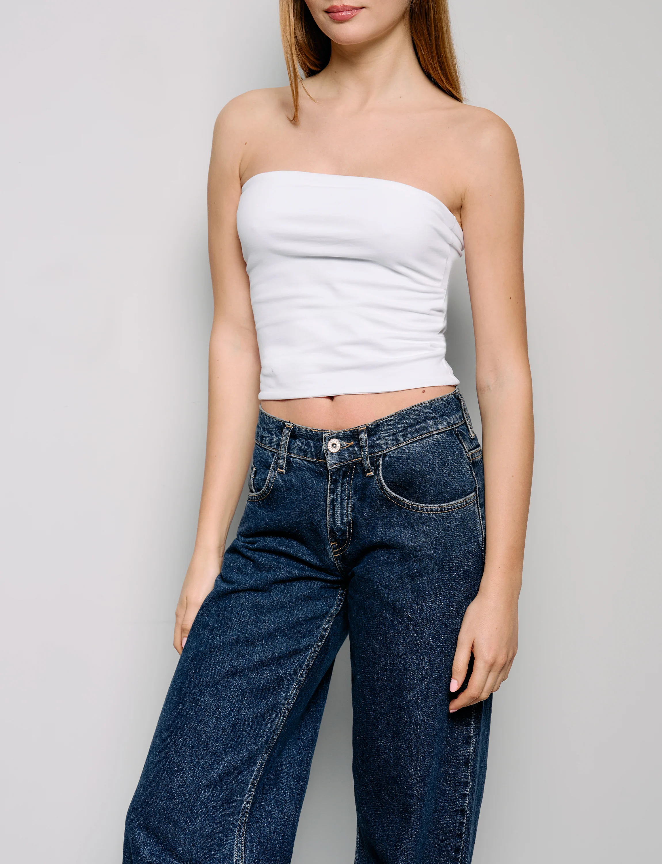 Top bianco a fascia