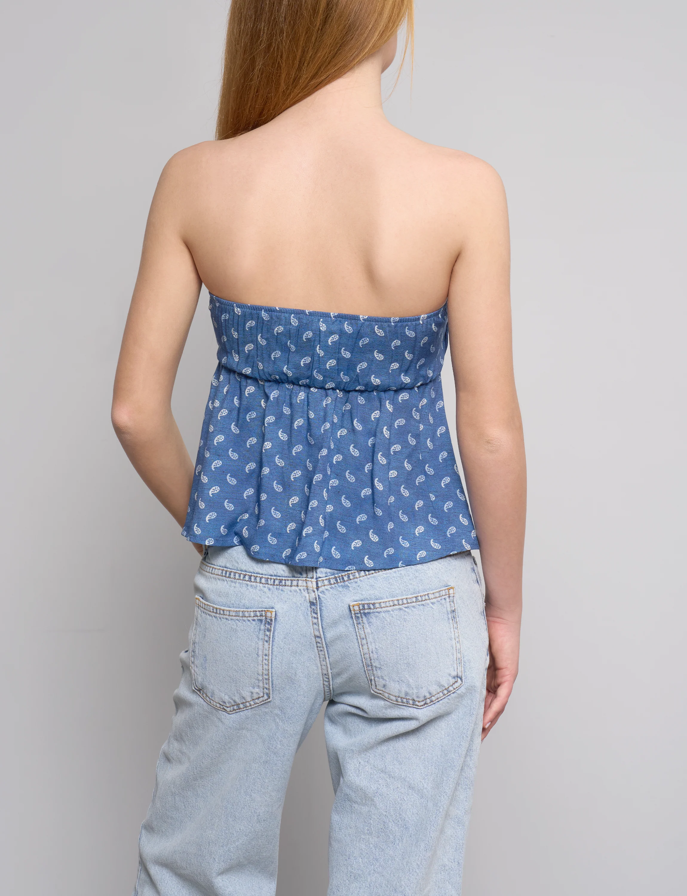 Top blu a fascia con stampe - Image 4