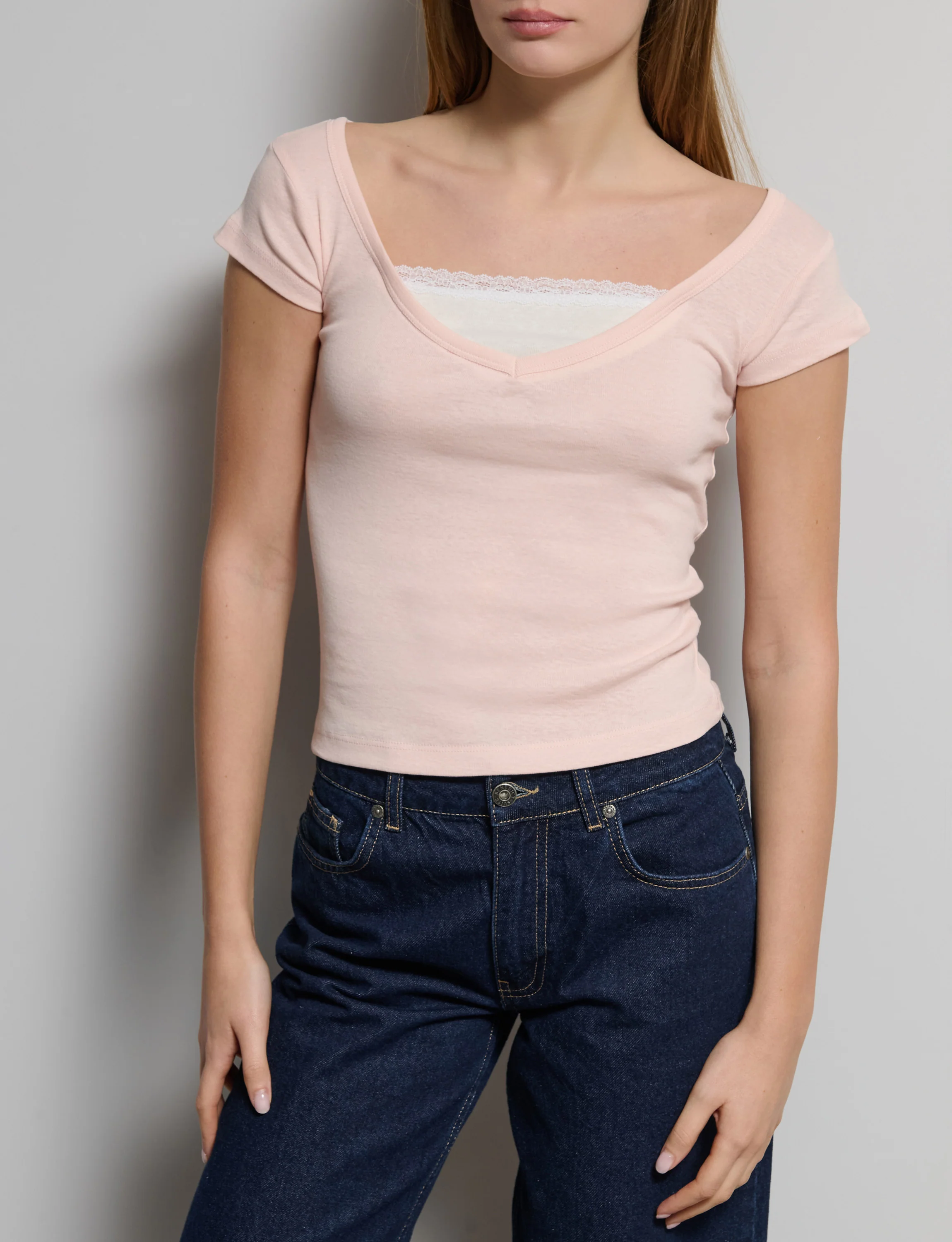 T-shirt doppia con pizzo