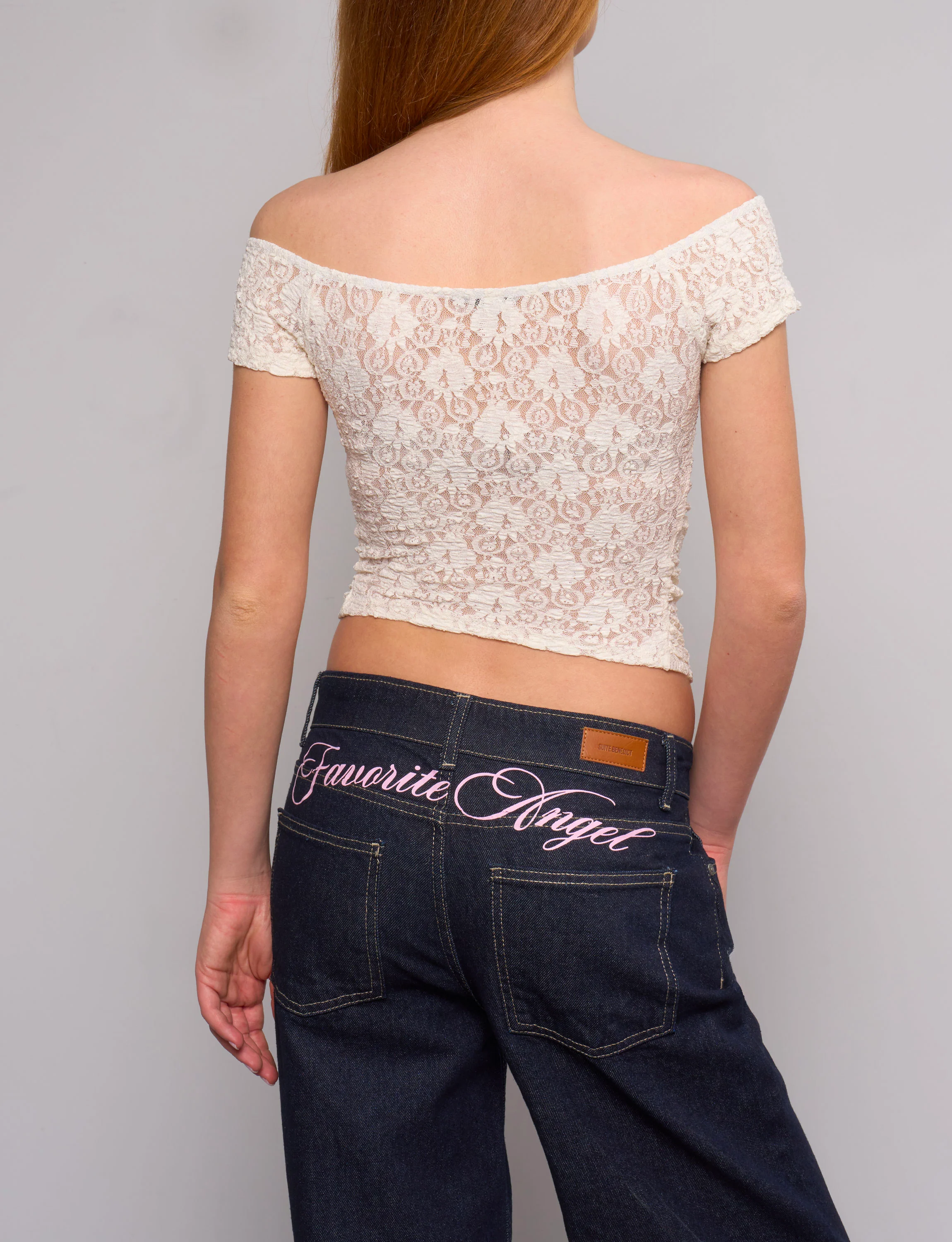 Top panna in pizzo con arricciatura - Image 3